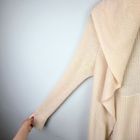 Isda & Co 100% Cashmere Open Front Cardigan Sweater Cream Long Sleeve Classic S - Picture 4 of 13